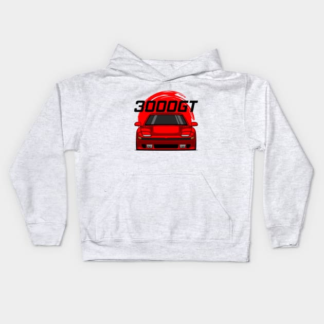 Front Red 3000GT 1990 1993 Kids Hoodie by GoldenTuners